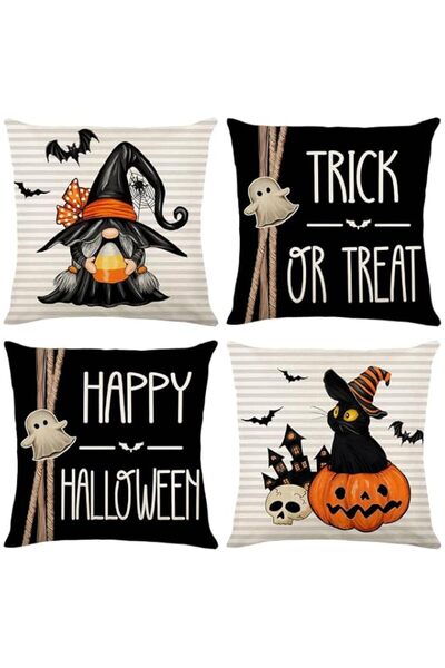 Generic BIGTHREE Halloween Cushion Covers 45 x 45 cm Set of 4, Halloween Pill...