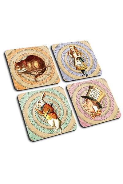 Generic Brand Cultzilla Alice Coasters in Gift Box, with White Rabbit, Mad Ha...