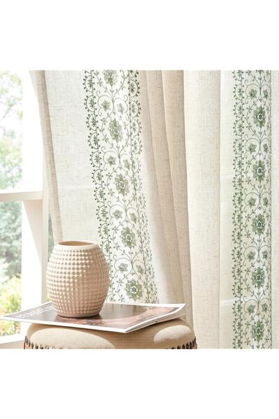 Generic Brand JINCHAN Boho Curtains for Bedroom Sage Green Vintage Floral Spr...