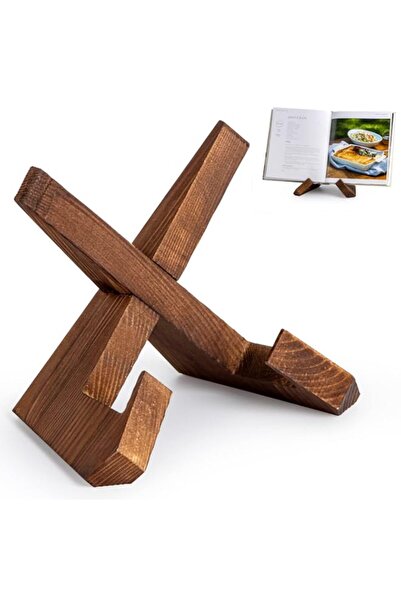 Generic Cookbook Stand, Cross Design Wooden Recipe Book Holder, Multifunction...
