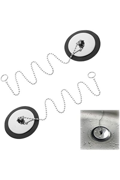 Generic 2Pcs Universal Bath Plug Stopper with Chain - Heavy Duty Silicone Dra...