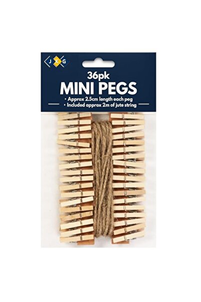 Generic Brand 36 Mini Wooden Pegs & 2m Jute Twine String - Rustic Natural Woo...