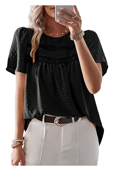 OEM BebreezChic Bluză ușoară de vară pentru femei, design boho, negru, S