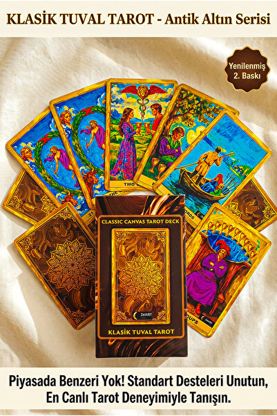zelart Klasik Tuval Tarot (Antik Altın Serisi - 7x12 cm) - Rider Waite Tabanl...