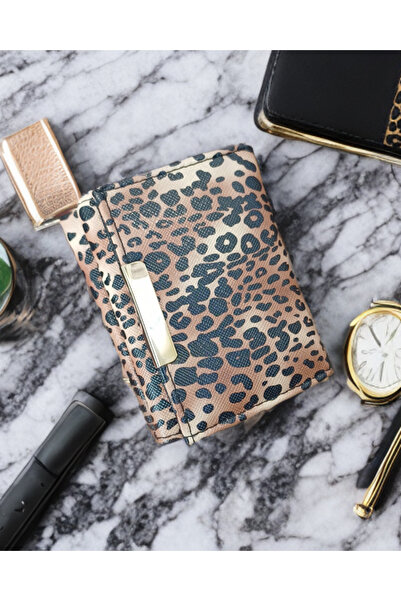 KY Women's Leopard Small Wallet Card Holder with Zipper