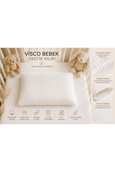 HB&Victory 100% Cotton Muslin Visco Pillowcase for Baby Pillow White Color 40...