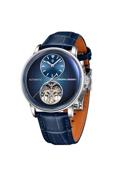 Pagani design Ανδρικό ρολόι Rimmer, Αυτόματο, Γνήσιο δέρμα, Σκελετωμένο, Ασημ...