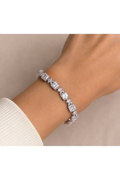 Valmont Elegant Women's Bracelet with Square Cut Stones – Sparkling Stylish D...