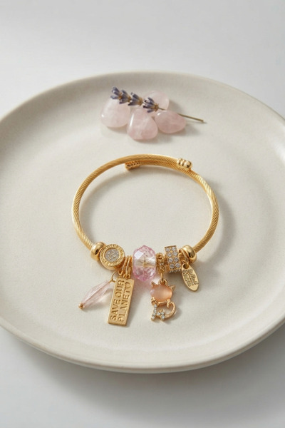 OGHAMAY Cat Model Pink Charm Bracelet