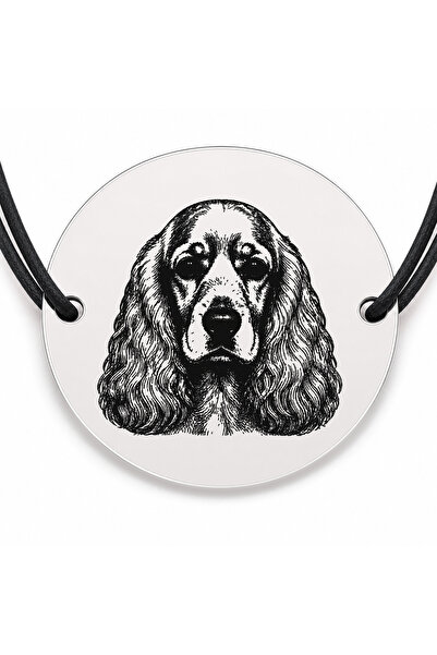 Simoshop Brățară argint 925 cu bănuț gravat portret de Cocker Spaniel, șnur n...