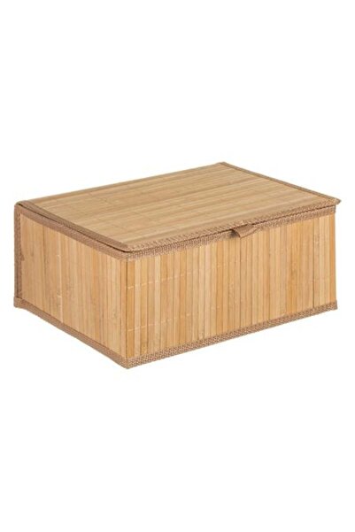 OEM Natural Color Bamboo Foldable Storage Box with Lid 32x25x15cm