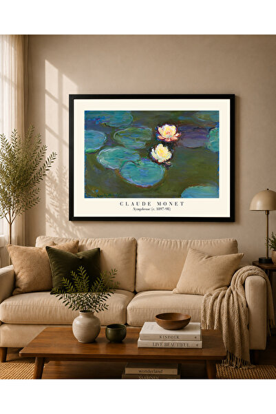 koi art design Crno uokvireno horizontalno jednodijelno Monet umetničko delo,...
