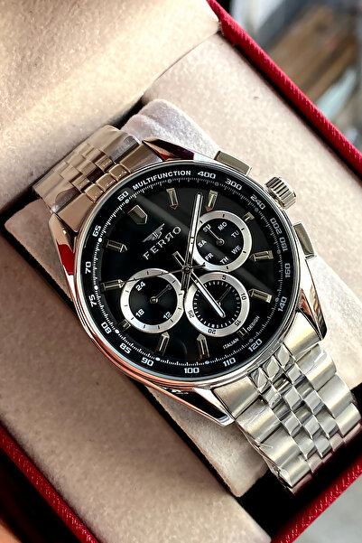 FERRO Men's wristwatch steel band 2 years warranty waterproof boxed