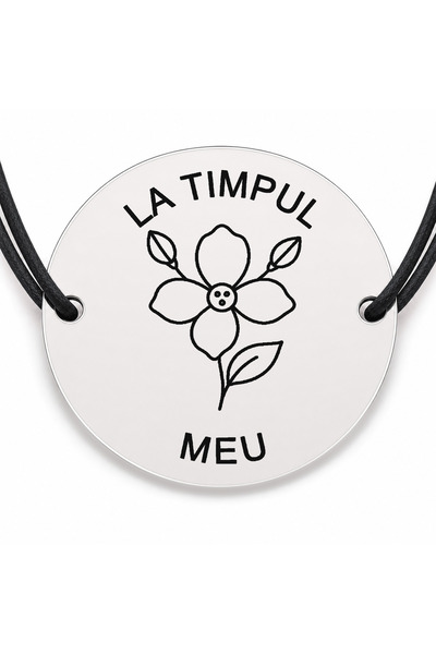 Simoshop Brățară argint 925 cu bănuț gravat floare care se deschide, cu mesaj...