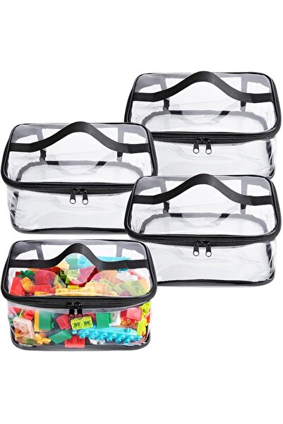 Generic OSHIMA 4 Pack Clear PVC Toy Storage Bags, Waterproof, Double Zipper D...