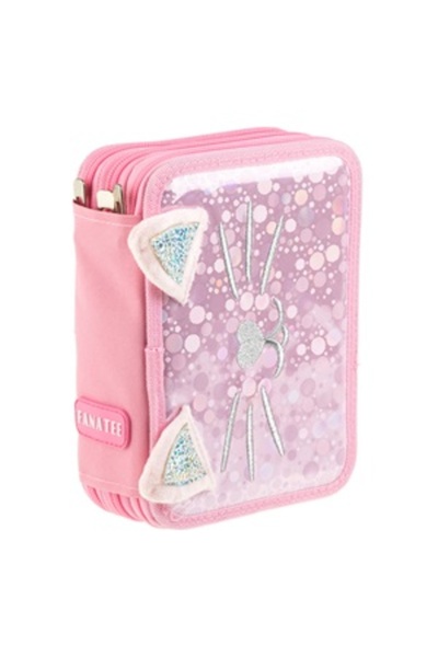 OEM Penar Echipat Triplu Roz cu Model Pisica 21x6x15cm