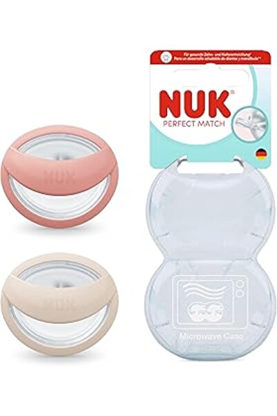 Generic Brand Nuk Perfect Match 2-Pack Pacifier, 0-6 Months, Beige/Red