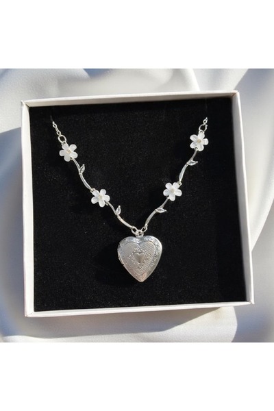 Heda Jewelry قلادة على شكل قلب - قلادة تذكارية قابلة للفتح بغطاء