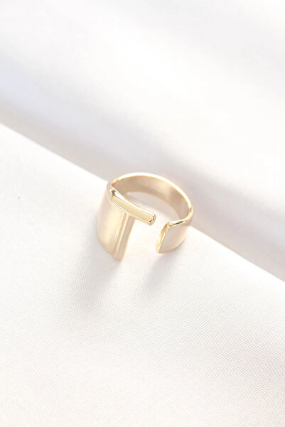 online kapsulavm avm alışveriş Letter t Gold Color Adjustable Ring