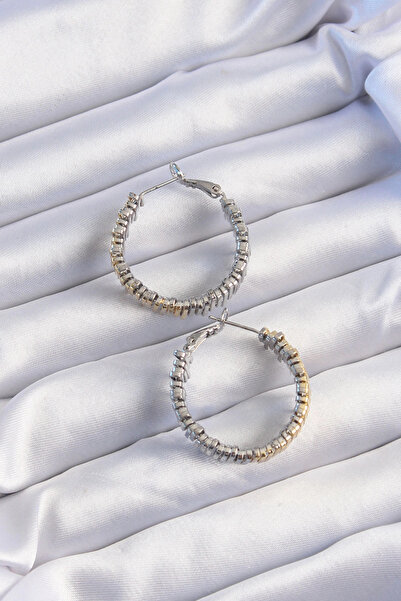 online kapsulavm avm alışveriş Brass Gold Silver Color Serrated Hoop Earrings