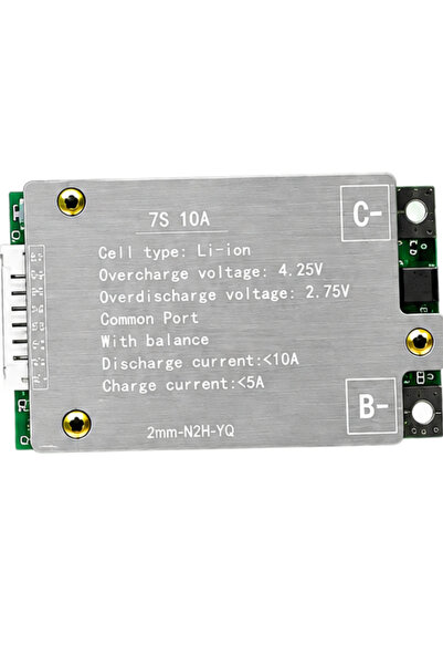 RoboPazar BMS 7S 10A Li-ion Batarya Koruma ve Dengeleme Kartı – 25.9V 7 Hücre Battery Management System