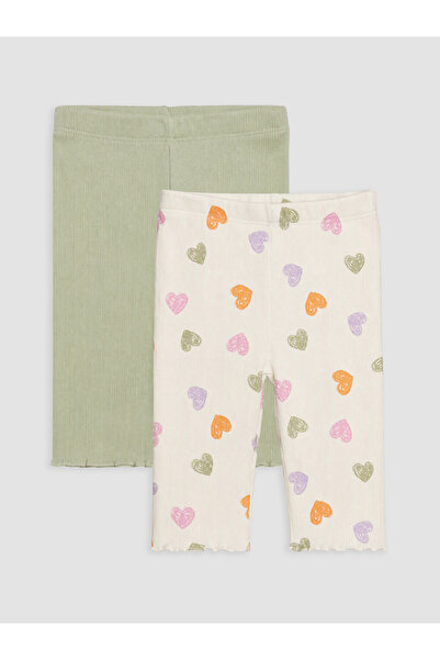 LC Waikiki Rmz Gi̇yi̇m Farkiyla Embroidered Baby Girl Leggings 2-Pack