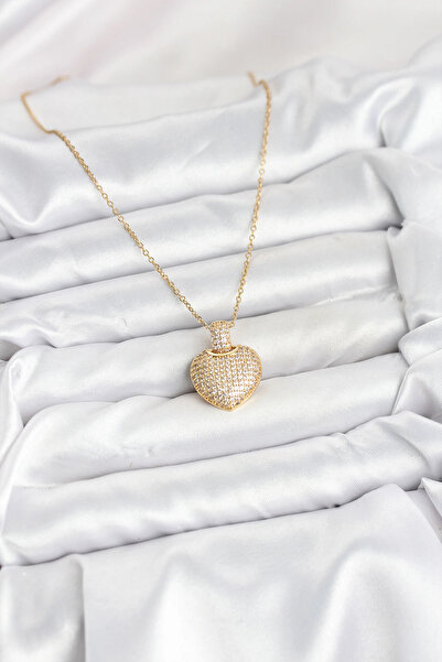 online kapsulavm avm alışveriş 316L Steel Chain Gold Color Zircon Stone Heart...