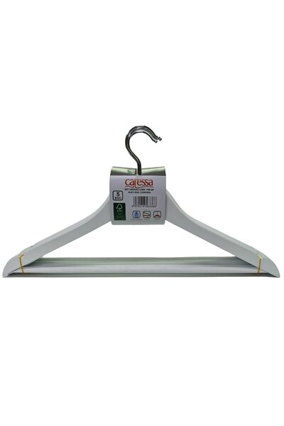 OEM Caressa P66-5H clothes hangers, wood, 44.5 x 23 cm, white, set of 5 pieces