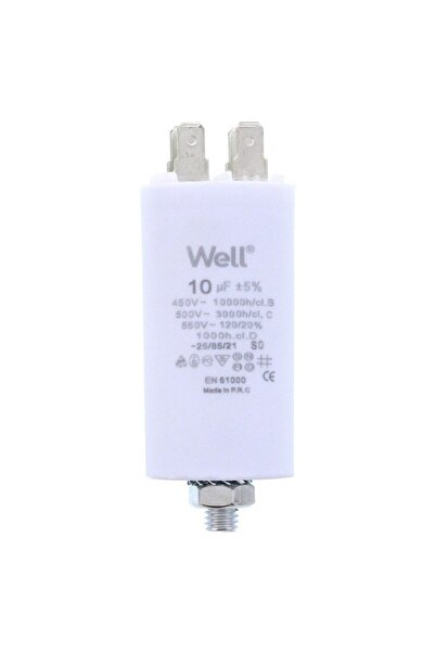 OEM Motor capacitor 400V, Well, 10 microfarads, with pin