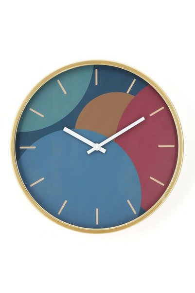 OEM Wall clock GHC100387, analog, round, metal + MDF + glass, multicolor, 40 cm