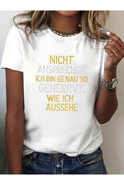25W Oversized Women's Loose Fit, Flat Print Not Text In German T-Shirt, Short...