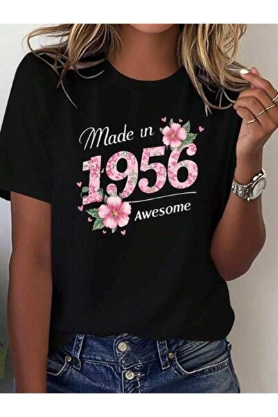 25W Oversized T‑Shirt 1956 Manufactured Flower Year Women's Comfortable T-Shirt