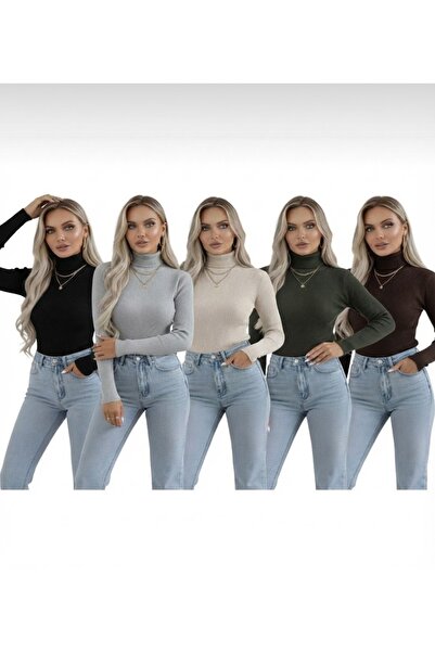 zs zaos fashion 5-Piece Advantageous Set Women's High-Neck Slim Badi Sweater ...