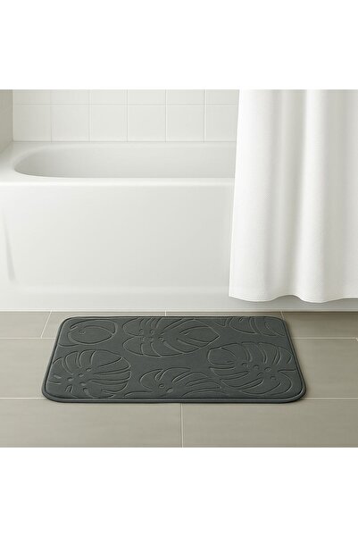 OEM Covoras de Baie Gri cu Model Frunze Reliefate 60x40cm