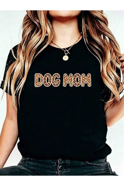 21JNRY Casual Leopard Print, Women's T-Shirt, Mom Text Graphic, Summer Daily ...