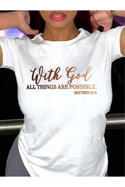 23ERVA Oversized T-Shirt, Loose Fit, Flat Everything Is Possible Print Casual...