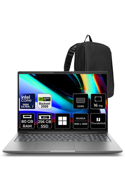 HP Zbook X G2i Intel Core Ultra 7 366H RTX PRO 2000 8GB GDDR7 80GB RAM 256GB ...