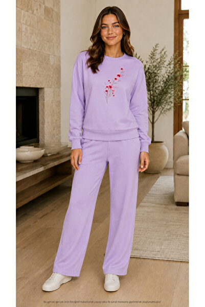 EMMODA Women's Cherry Blossom Printed Tracksuit Set–Round Neck Printed Sweats...