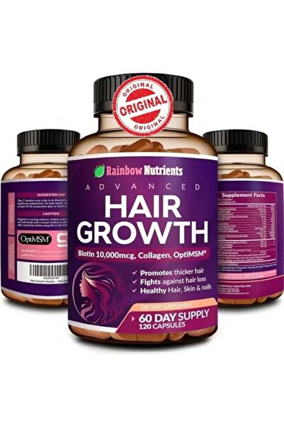 Rainbow Nutrients فيتامينات نمو الشعر للنساء |   بيوتين 10,000 ميكروغرام، كول...