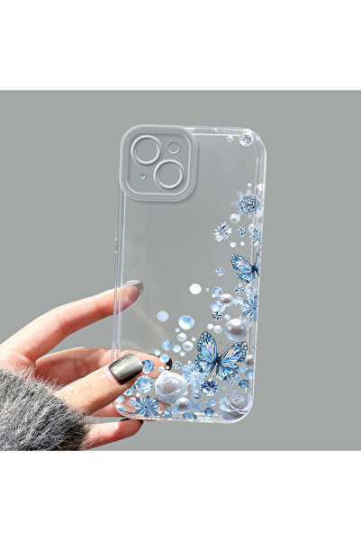 ucuc iPhone 14 Plus Uyumlu Kamera Korumalı Anti-Darbe Estetik Baskı Desenli Ş...