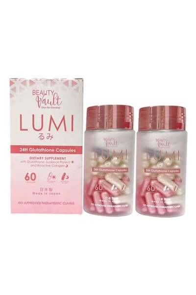 Beauty Vault 2 Pcs Lumi 24H Glutathione Capsules By (60 Capsules)