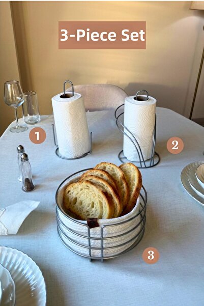Edora Home Set of 3 Matte Silver Swan Napkin Holder Upright Paper Towel Holde...