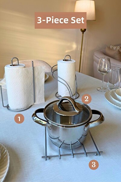 Edora Home Set of 3 Matte Silver Swan Napkin Holder Upright Paper Towel Holde...