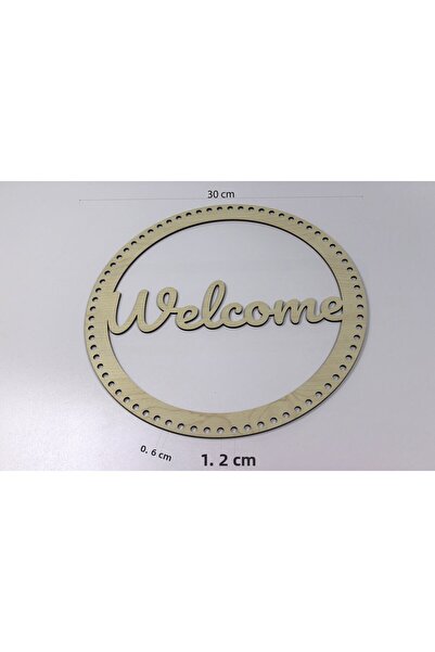 Db Atölye Ø30 cm Welcome Rattan Woven Door Ornament - Welcome Door Ornament B...