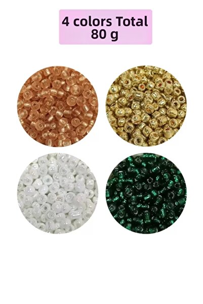 Mestore Beads of Cast Glass Sand (8/0) 3 mm - 4 Colors - Total 80 Grams - Bnc416