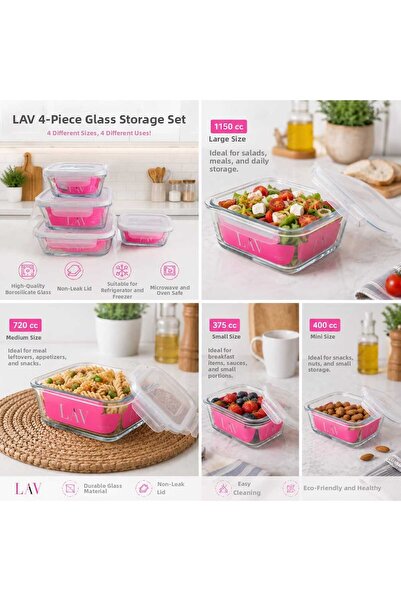 akdenizhome 4-Piece Glass Storage Container