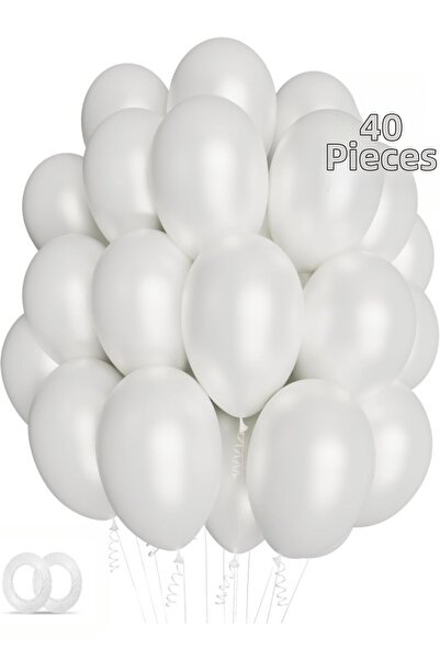 Işıltı Balon Dükkanı 40Pcs Pearl White Balloons Shiny Party Balloon Graduatio...