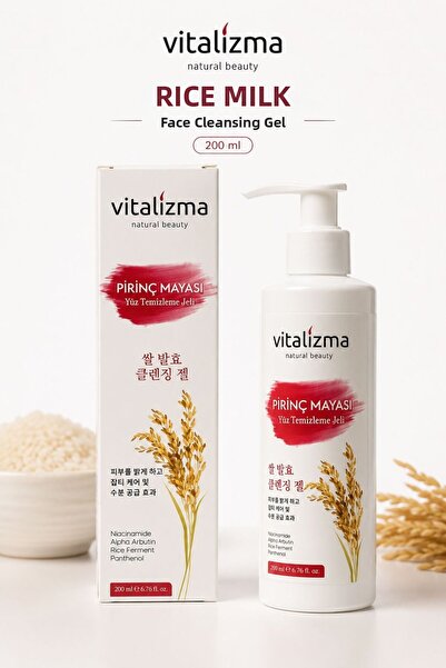 Vitalizma جل تنظيف الوجه بخميرة الأرز - مفتح للبشرة، مضاد للعيوب، ومضاد لتوسع...