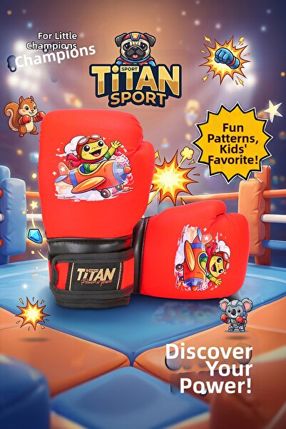 Titan Sport Children's Boxing Gloves Neon Orange Flying Turtle Model