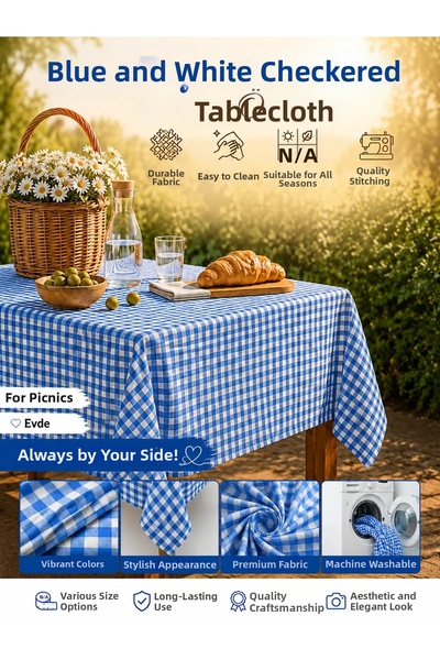 Ases Design Blue Gingham Picnic Mat